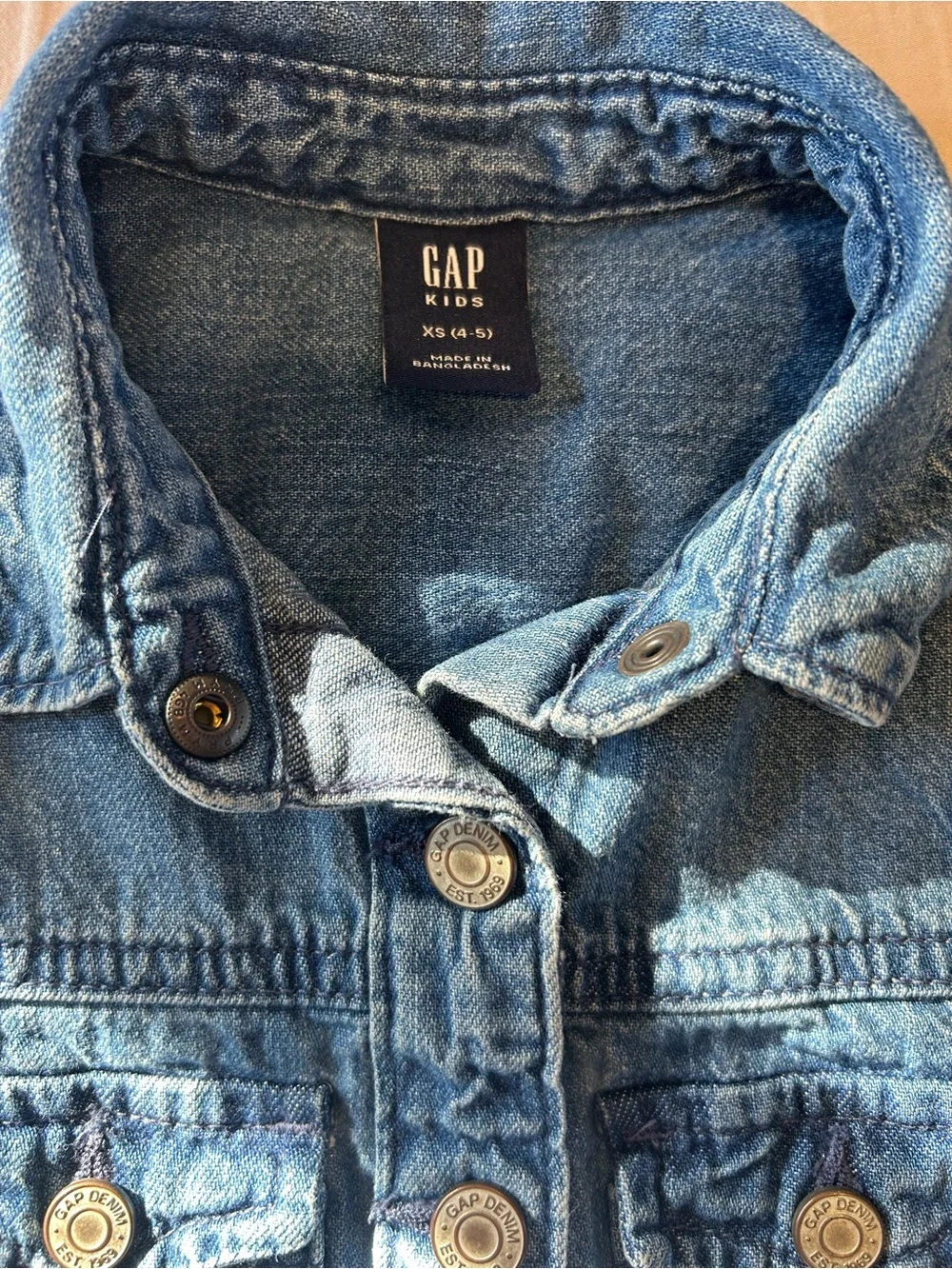 Gap Kids Girls 4-5 Denim Utility Shirt Dress Button Front Pockets